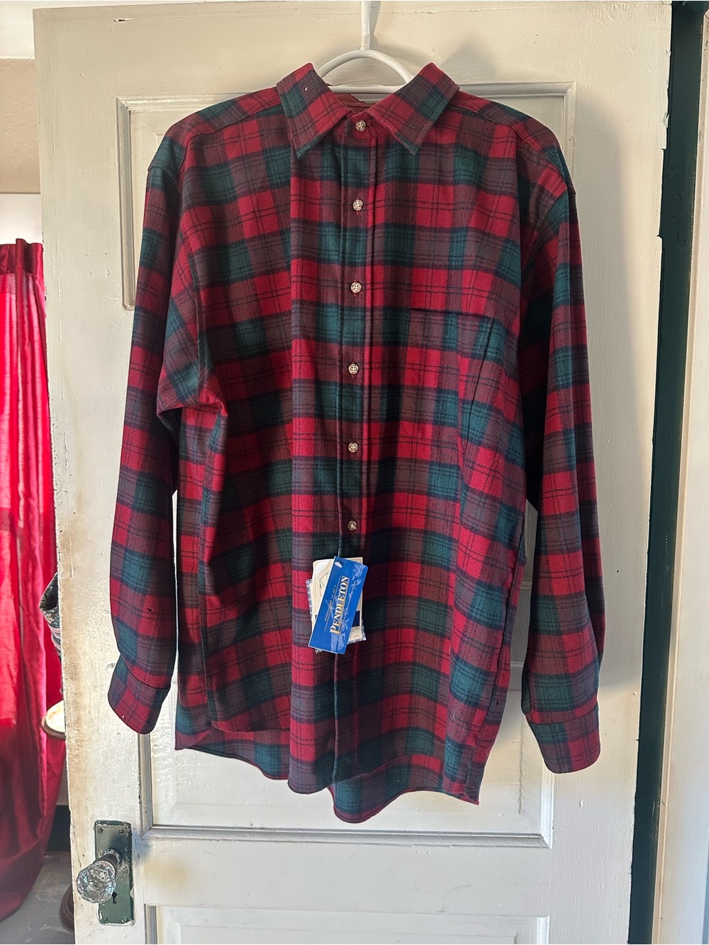 Pendleton Men's Red and Green Plaid Button-Down Shirt